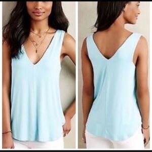 Anthropologie Bordeux Blue Swing Tank V Neck